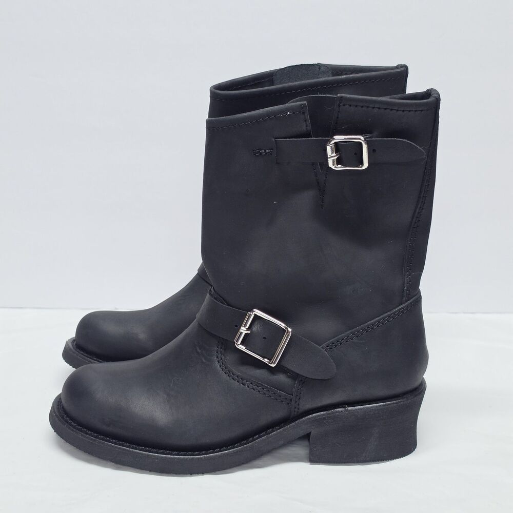 Jeffrey Campbell Standoff Moto BootsIn Black Oiled Matte Leather Womens 7.5 NEW